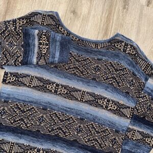 Chaps Denim Aztec  XL Blue/ Beige Linen/Cotton Sweater Women's